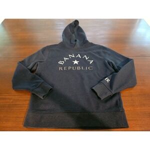 Banana Republic Hoodie Sweatshirt Size Medium Navy Blue Logo Pullover Star
